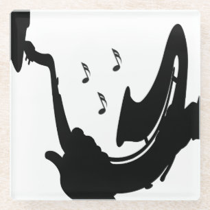 Surreal Saxophone Play Glass Coaster