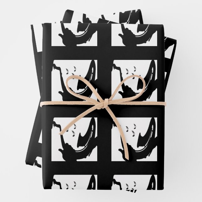 Surreal Saxophone Play Wrapping Paper Sheet (In situ)