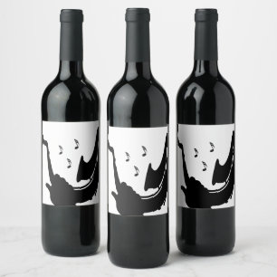 Surreal Saxophone Player Wine Label
