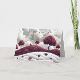 Surreal Scene With Poinsettias Christmas Card