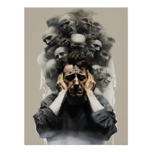 Surreal Scream – Dark Emotional Abstract Painting Poster