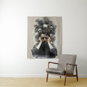 Surreal Scream – Dark Emotional Abstract Painting Tapestry