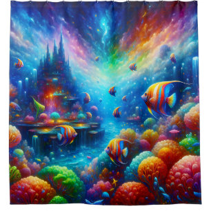 “Surreal Seascape: Aquatic Utopia Curtain” Shower Curtain