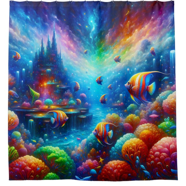“Surreal Seascape: Aquatic Utopia Curtain” Shower Curtain (Front)