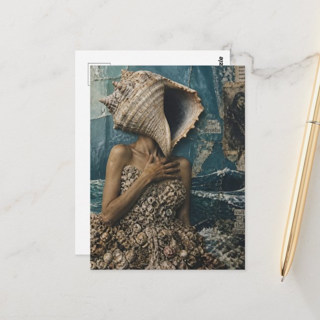 Surreal Seashell Lady Postcard (Front/Back In Situ)