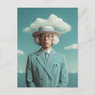 Surreal Seaside Gentleman Portrait Holiday Postcard