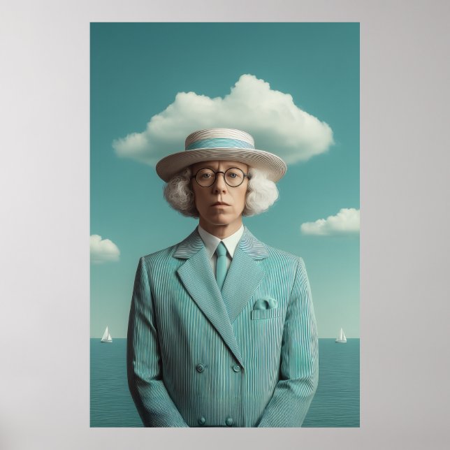 Surreal Seaside Gentleman Portrait Poster (Front)