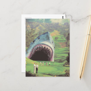 Surreal Shark on the Golf Course Postcard