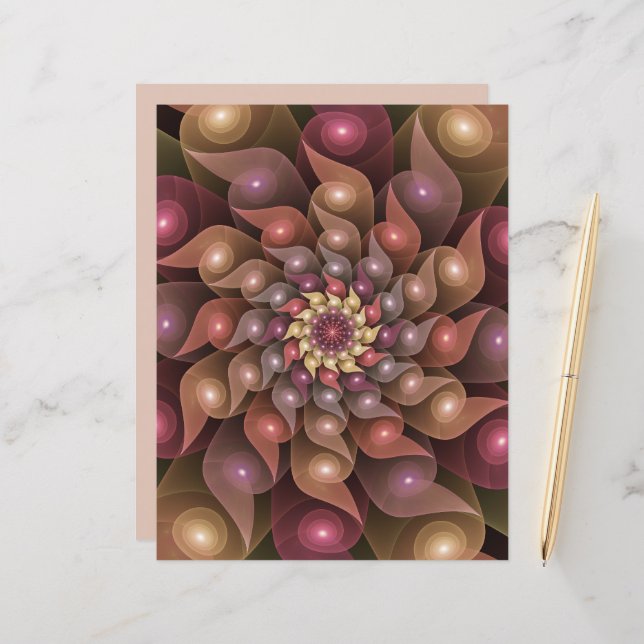 Surreal Shiny Flower Modern Abstract Fractal Art (Front/Back In Situ)