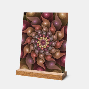 Surreal Shiny Flower Modern Abstract Fractal Art Acrylic Sign