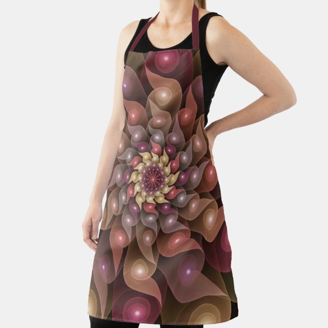 Surreal Shiny Flower Modern Abstract Fractal Art Apron (Insitu)