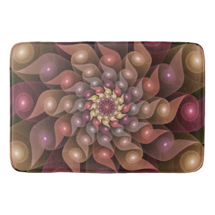 Surreal Shiny Flower Modern Abstract Fractal Art Bath Mat