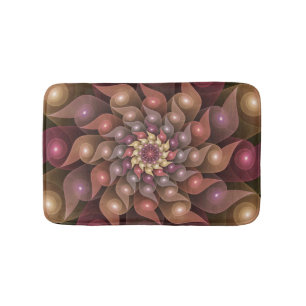 Surreal Shiny Flower Modern Abstract Fractal Art Bath Mat