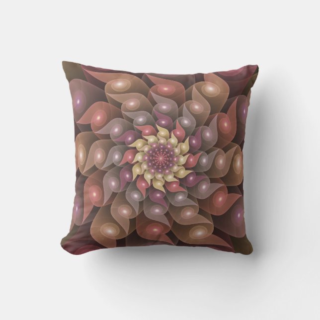 Surreal Shiny Flower Modern Abstract Fractal Art Cushion (Front)