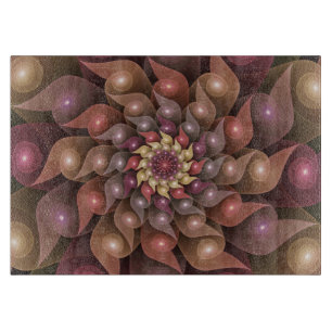Surreal Shiny Flower Modern Abstract Fractal Art Cutting Board