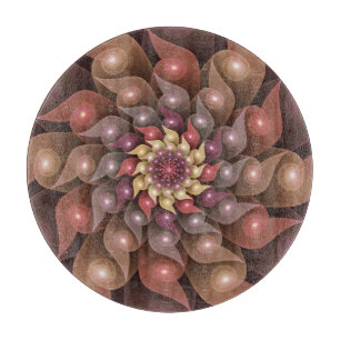 Surreal Shiny Flower Modern Abstract Fractal Art Cutting Board