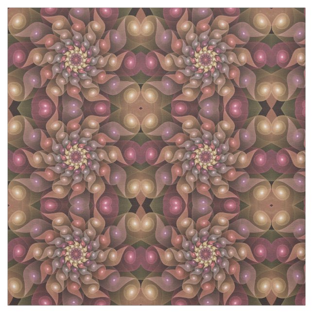 Surreal Shiny Flower Modern Abstract Fractal Art Fabric (Swatch)