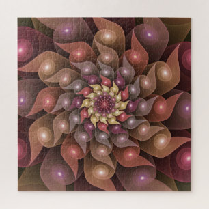 Surreal Shiny Flower Modern Abstract Fractal Art Jigsaw Puzzle