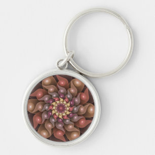 Surreal Shiny Flower Modern Abstract Fractal Art Key Ring
