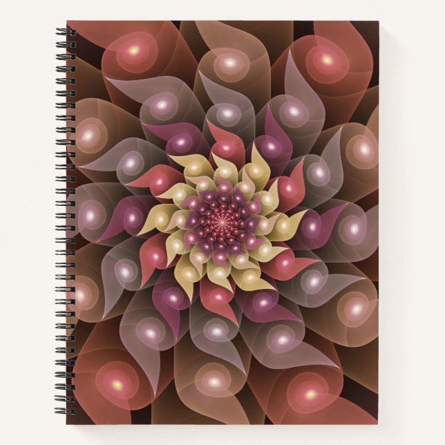 Surreal Shiny Flower Modern Abstract Fractal Art Notebook (Front)