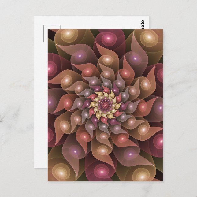 Surreal Shiny Flower Modern Abstract Fractal Art Postcard (Front/Back)