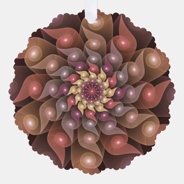 Surreal Shiny Flower Modern Abstract Fractal Art Tree Decoration Card (Front)