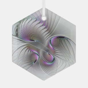 Surreal Shy Beauty Modern Abstract Fractal Art Glass Tree Decoration