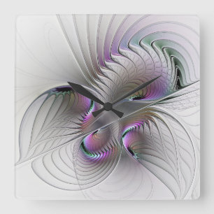 Surreal Shy Beauty Modern Abstract Fractal Art Square Wall Clock