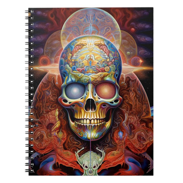 Surreal Skull Colourful Visionary Art Notebook (Front)