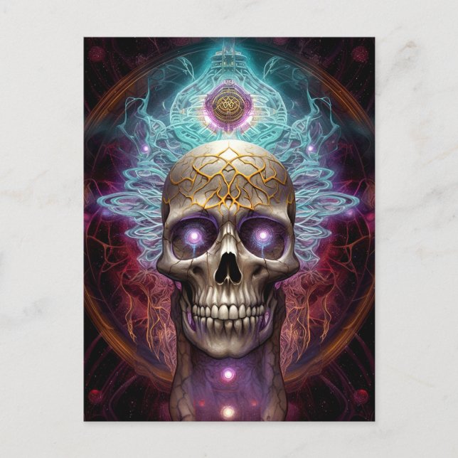 Surreal Skull Colourful Visionary Art Postcard (Front)