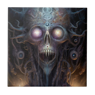 Surreal Skull Gothic Horror Art Ceramic Tile