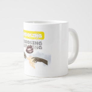 Surreal Smoking Lips and Michelangelo Hands PopArt Large Coffee Mug