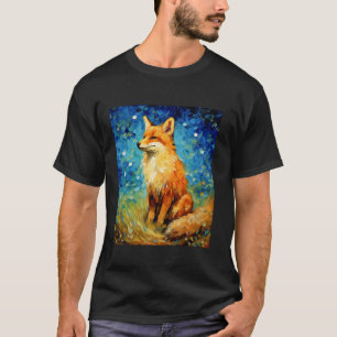 Surreal Starry Night Aesthetic Fox Long Sleeve T S T-Shirt