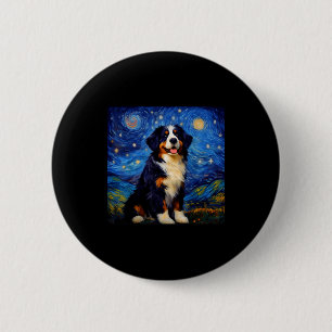 Surreal Starry Night Bernese Mountain Dog  6 Cm Round Badge