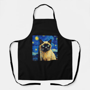 Surreal Starry Night Siamese Cat_1 Apron