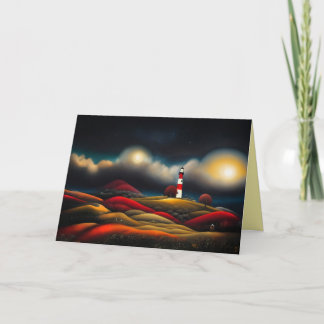 Surreal Storm with Lighthouse Birthday Card