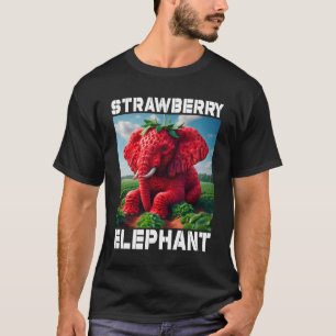 Surreal Strawberry Elephant Meme Fruit Animal Brai T-Shirt