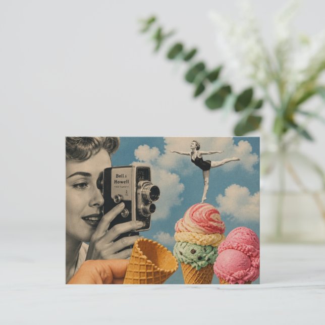 Surreal Summertime Collage Icecream Scoops Postcard (Standing Front)