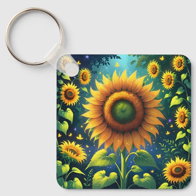 Surreal Sunflowers Key Ring (Front)