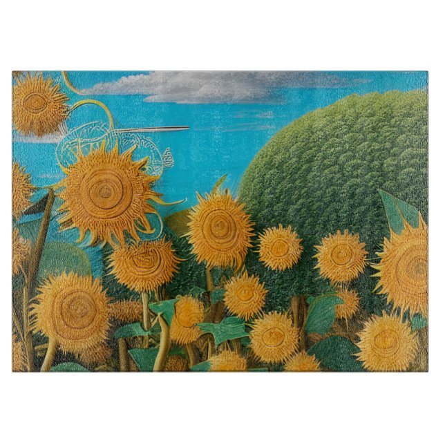 Surreal Sunflowers of Yarn   Cutting Board (Front)