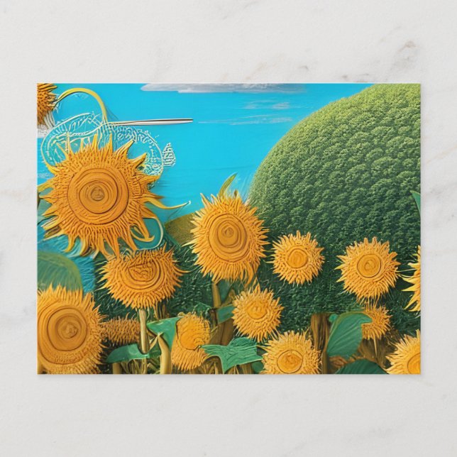 Surreal Sunflowers of Yarn   Postcard (Front)