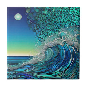 Surreal Surf Seascape Ceramic Tile