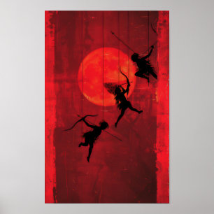 Surreal Tarot Card Art Poster in Minimal Red - CG 