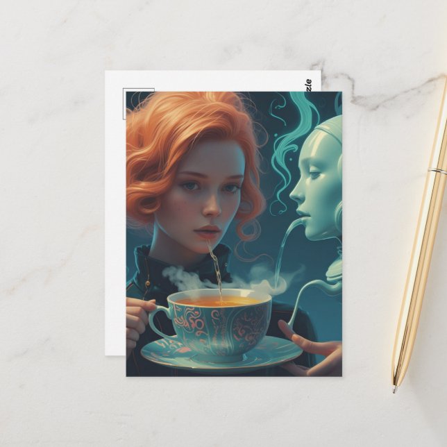 Surreal Tea Postcard (Front/Back In Situ)