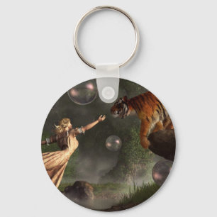 Surreal Tiger Bubble Waterdancer Dream Key Ring