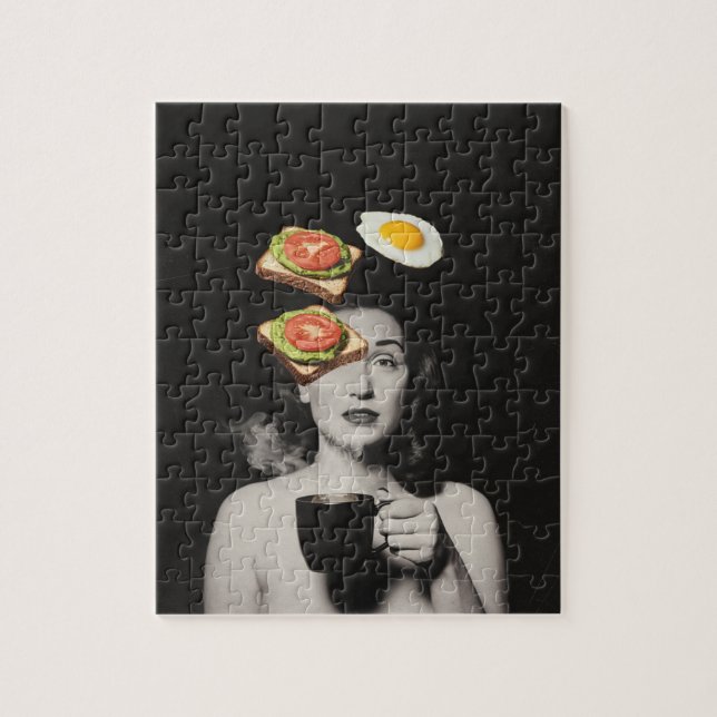 Surreal Toast with an Egg Woman With Coffee Jigsaw Puzzle (Vertical)