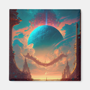 Surreal Towers Planet Visionary Landscape Magnet