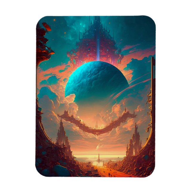 Surreal Towers Planet Visionary Landscape Magnet (Vertical)