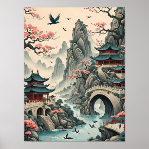 Surreal Traditional Chinese Landscape Art Poster