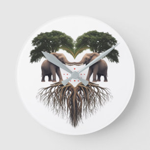 Surreal Tree and Fish Balance Table Lamp Round Clock